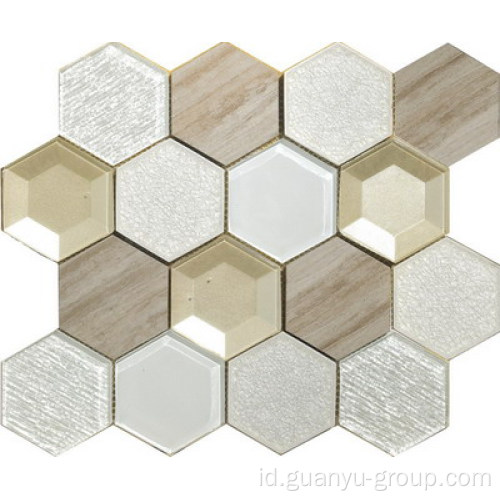 3D 3 warna campuran heksagon mosaik